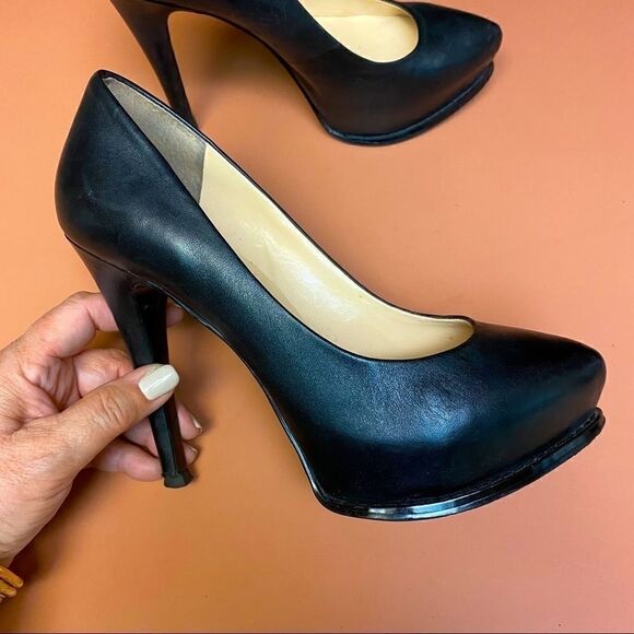 Guess Platform Stiletto Black Leather Heels Pumps Size 7 - Picture 6 of 8